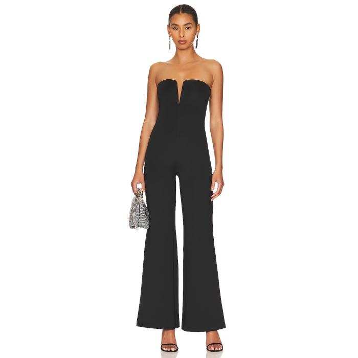 好ましいアメリカン Good American 【 Strapless V Scuba Jumpsuit Women Black001 】 飛び降りる背広 レディース