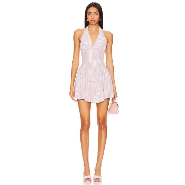 More To Come 【 Yolani Mini Dress Women Pink Stripe 】 お召しもの レディース pink サクラ色 Stripe 縞模様