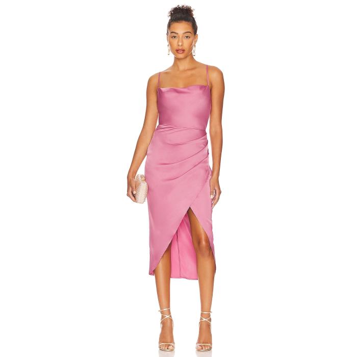 More To Come 【 Adonia Wrap Midi Dress Women Pink 】 wrap さあ美 お召しもの レディース pink サクラ色