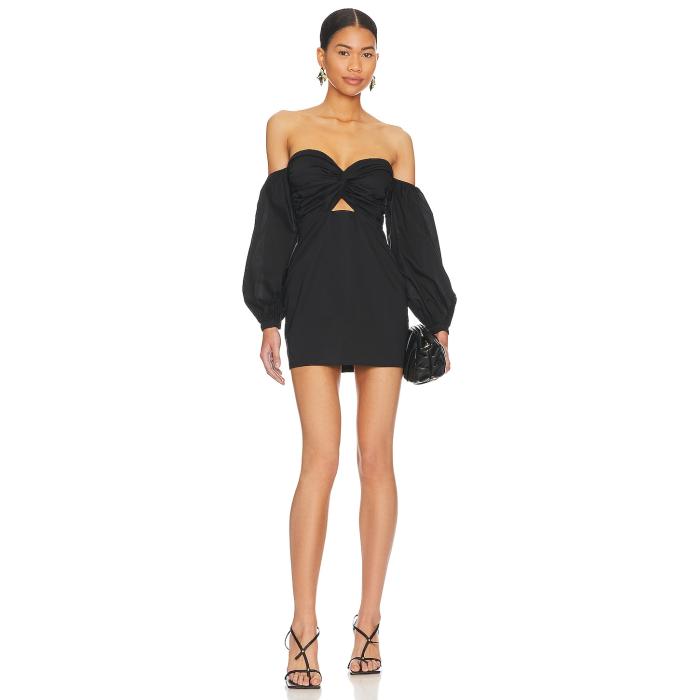 Superdown 【 Flynn Ruched Sleeve Dress Women Black 】 Sleeve スリーブ ドレス レディース 黒色 ブラック｜スニケス