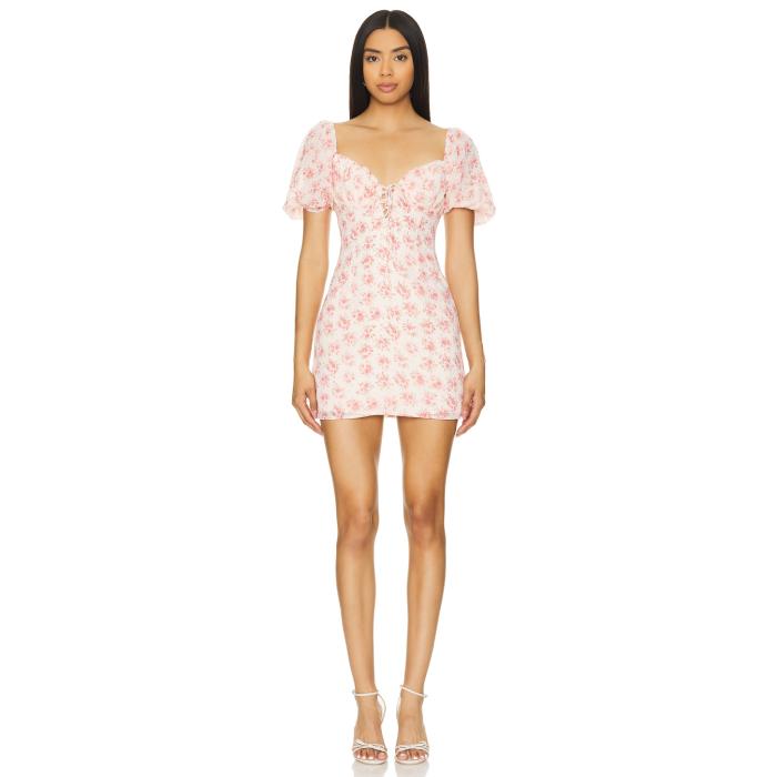 More To Come 【 Sherrie Puff Sleeve Dress Women Pink Floral 】 Sleeve 捩り お召しもの レディース pink サクラ色