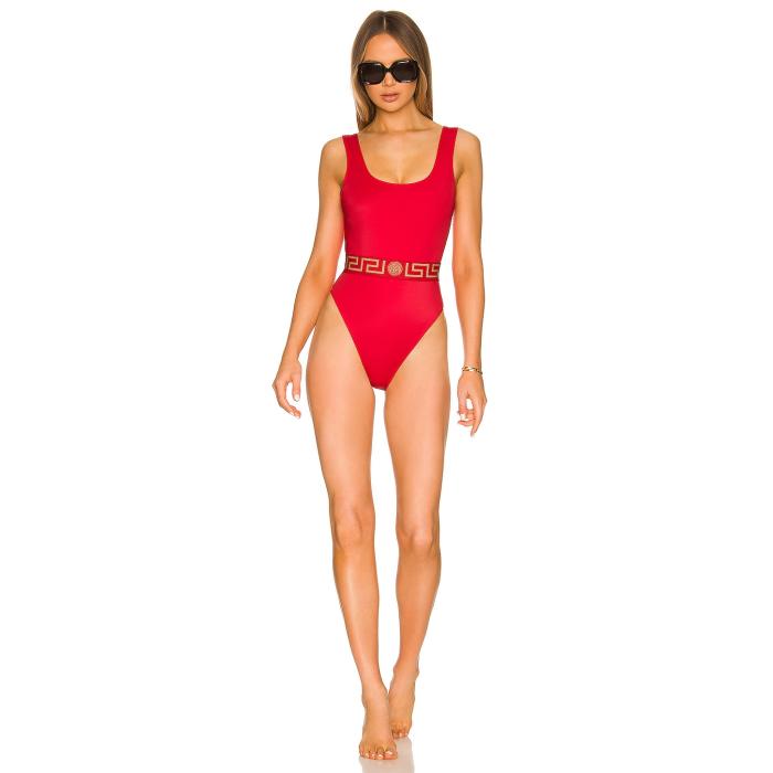 ヴェルサーチ Versace 【 Belted Detail One Piece Women Red 】 レディースファッション 水着 レディース Red 赤・レッド