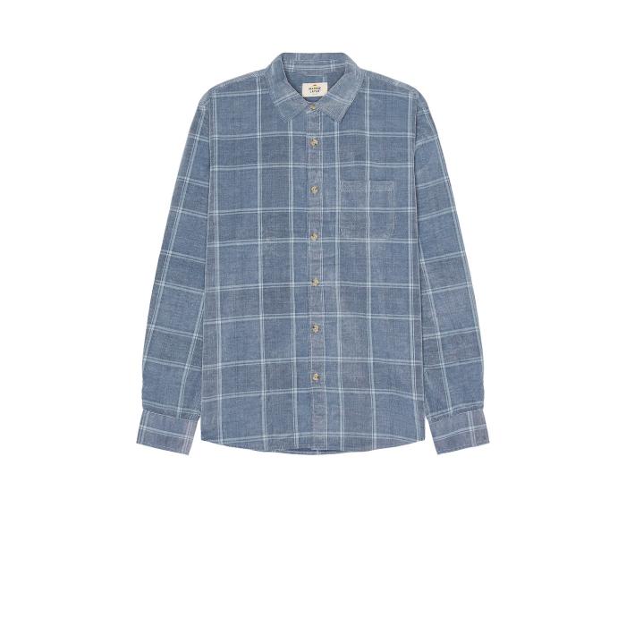 Marine Layer 【 Lightweight Plaid Cord Shirt Men Indigo Plaid 】 メンズファッション トップス カジュアルシャツ メンズ 藍色・インディゴ