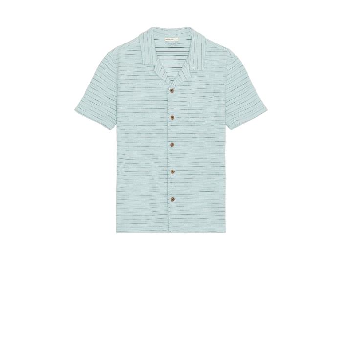 Marine Layer 【 Beach Texture Resort Shirt Men Sterling Blue 】 テクスチャー メンズファッション トップス カジュアルシャツ メンズ 青色 ブルー