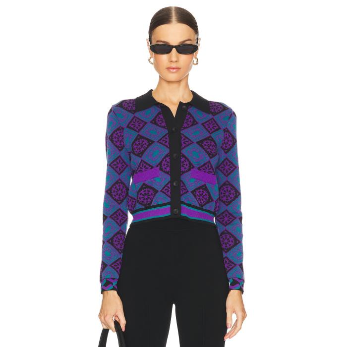 ダイアンフォンファステンバーグ Diane Von Furstenberg 【 Petey Cardigan Women Paper Cut Geo Blue 】 カーディガン レディースファッション トップス カーディガン ボレロ レディース 青色 ブルー