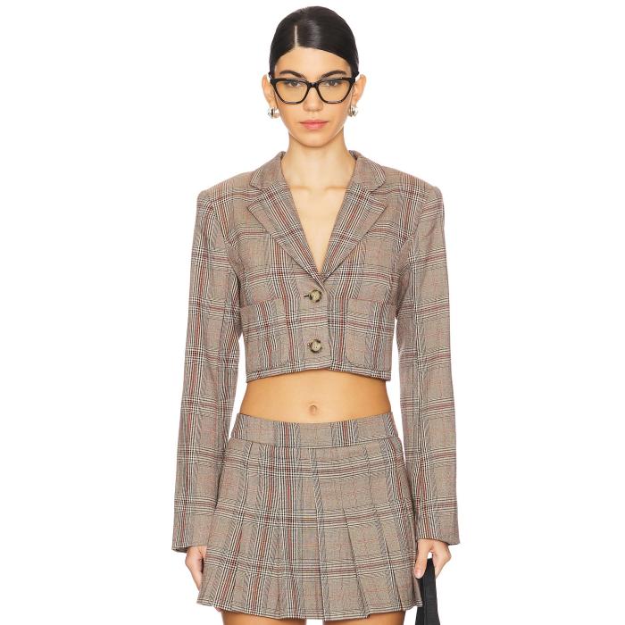 Lovers And Friends 【 Bonnie Cropped Blazer Women Brown Plaid Multi 】 ブレイザー レディースファッション コート ジャケット レディース 茶色 ブラウン 25,530円