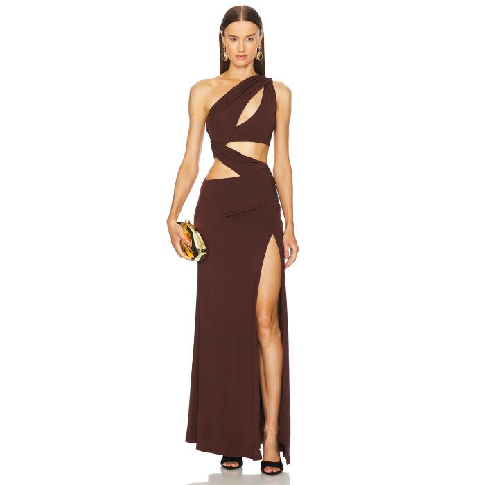 Michael Costello 【 X Revolve Dakoa Gown Women Chocolate Brown 】 レディースファッション ドレス レディース 茶色 ブラウン