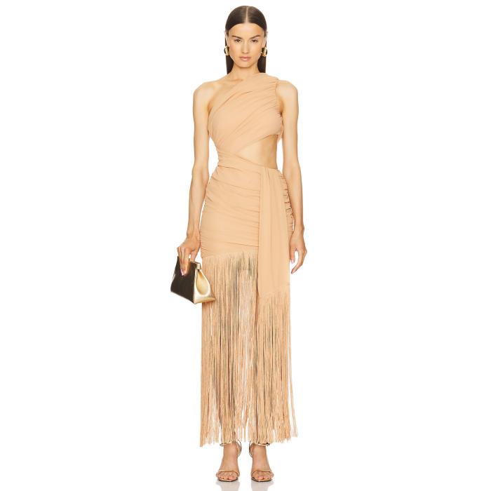 Michael Costello 【 X Revolve Tania Gown Women Sand Neutral 】 レディースファッション ドレス レディース 砂色・サンド