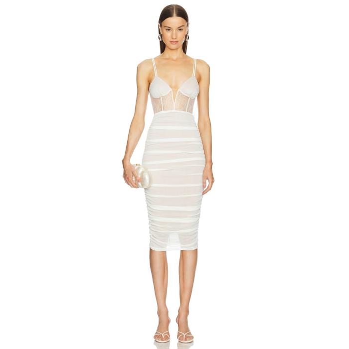 Michael Costello 【 X Revolve Lulee Midi Dress Women Ivory 】 ドレス レディースファッション ドレス レディース アイボリー
