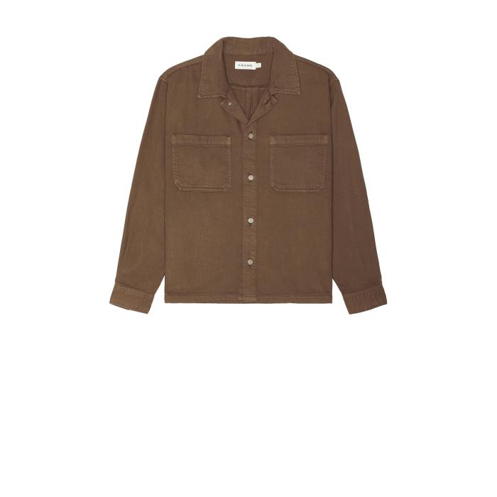 フレーム Frame 【 Textured Terry Double Pocket Relaxed Shirt Men Soft Mocha 】 メンズファッション トップス カジュアルシャツ メンズ