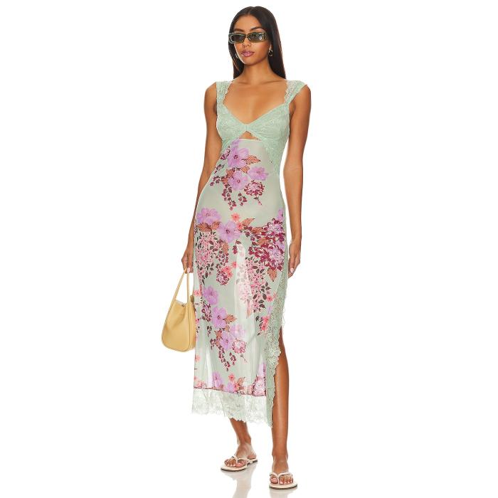 フリーピープル Free People 【 X Intimately Fp Suddenly Fine Maxi Slip Dress In Sage Combo Women Sage Combo 】 ドレス レディースファッション ドレス レディース