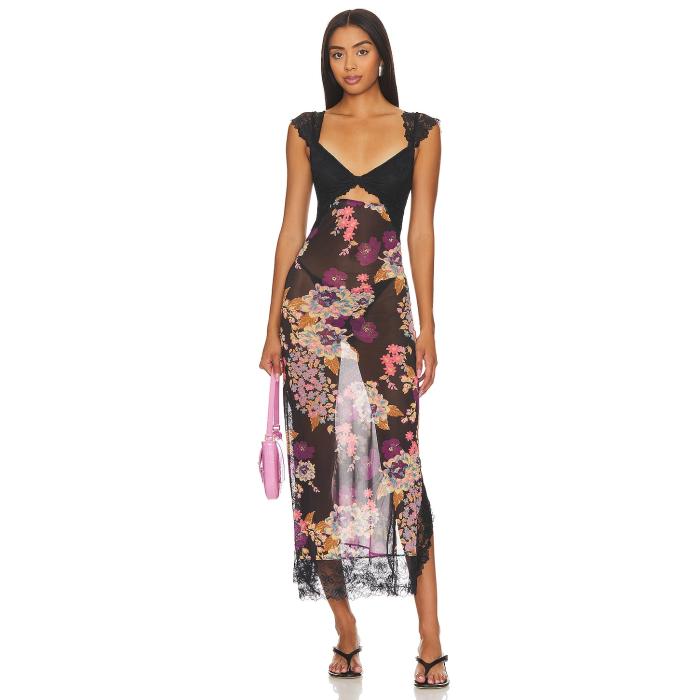 フリーピープル Free People 【 X Intimately Fp Suddenly Fine Maxi Slip Women Black Combo 】 レディースファッション ドレス レディース 黒色 ブラック