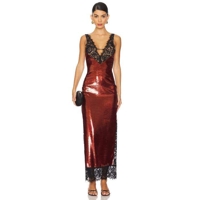 The New Arrivals By Ilkyaz Ozel 【 Raine Dress Women Crimson Red 】 御召しもの レディース クリムゾン Red 赤・赤いこと