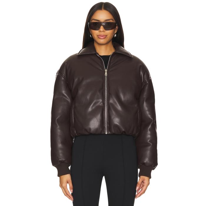 Superdown 【 Sanja Faux Leather Jacket Women Brown 】 レザー Jacket ジャケット レディース 茶色 ブラウン