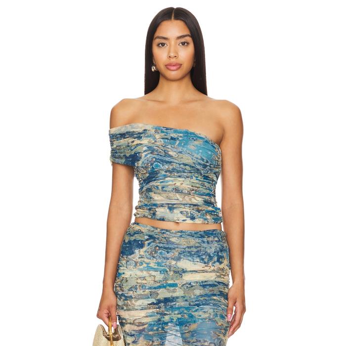 Ronny Kobo 【 X Revolve Verna Top Women Moss Watercolor 】 レディース