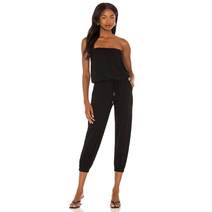 Bobi 【 Jersey Strapless Jumpsuit Women Black 】 プルオーバー 飛び降りる背広 レディース 黒いこと 黒いこと
