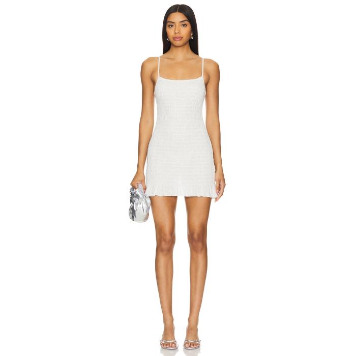 Apres Studio 【 X Revolve Ruched 90\u0027S Party Dress Women Metallic Cream 】 お召しもの レディース 皮膚軟化剤