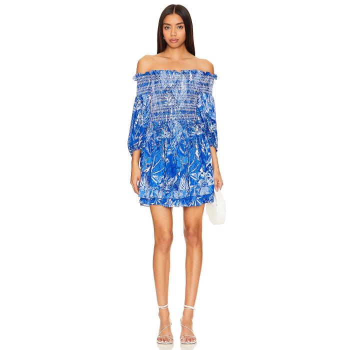 Poupette St Barth 【 Britney Mini Dress Women Blue Prairie 】 お召しもの レディース 青味 青色 ドレス-レディースファッション