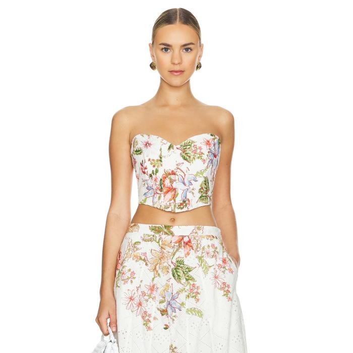Hemant And Nandita 【 Corset Top Women White Floral 】 レディース 白いこと 白いこと