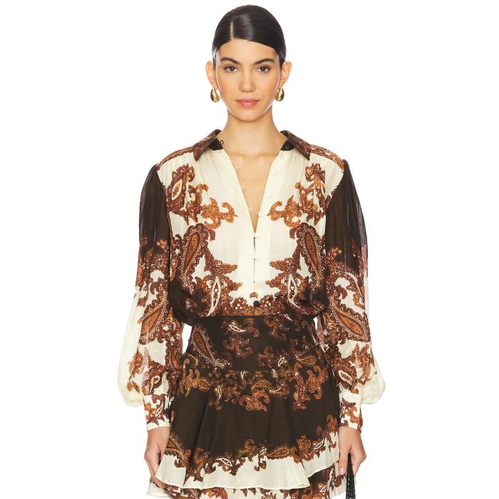 Hemant And Nandita 【 Boho Shirt Women Brown Mix 】 レディース 赤銅色 赤銅色