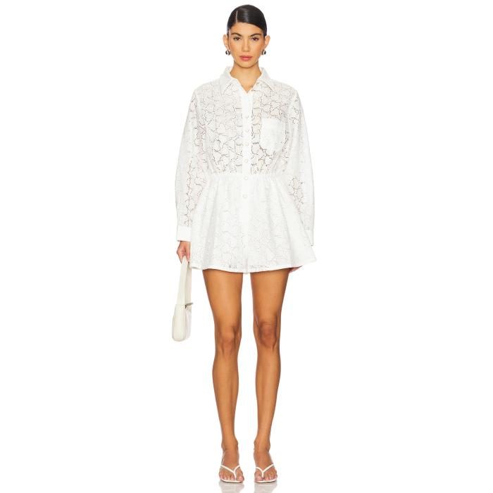 ジマーマン Zimmermann 【 Crush Embroidered Playsuit Women Ivory 】 レディース 象牙色