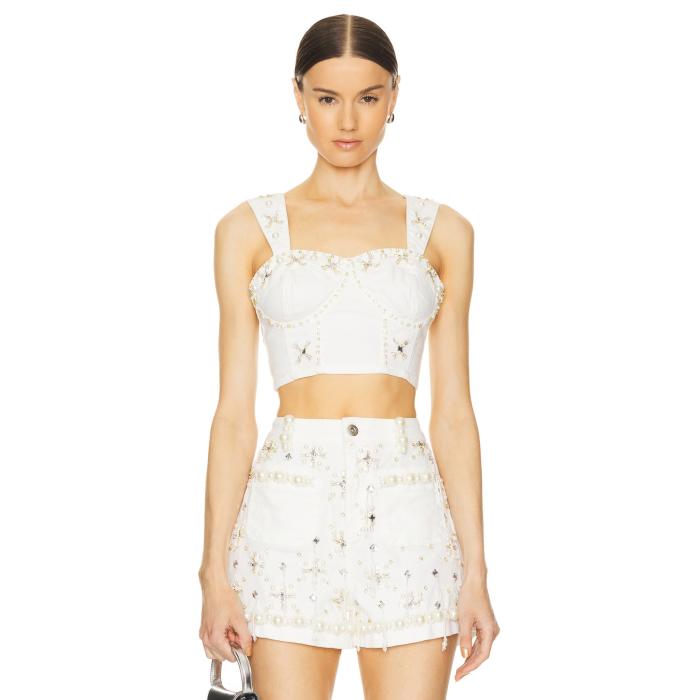 Patbo 【 Hand Beaded Top Women White 】 レディース 白いこと 白いこと