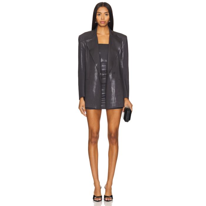 Norma Kamali 【 Classic Double Breasted Jacket Women Charcoal 】 古典派音楽 Jacket 上衣 レディース 濃灰色