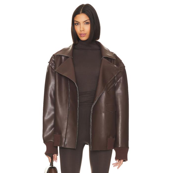 Norma Kamali 【 Oversized Moto Jacket Women Chocolate 】 Jacket ジャケット レディース｜スニケス