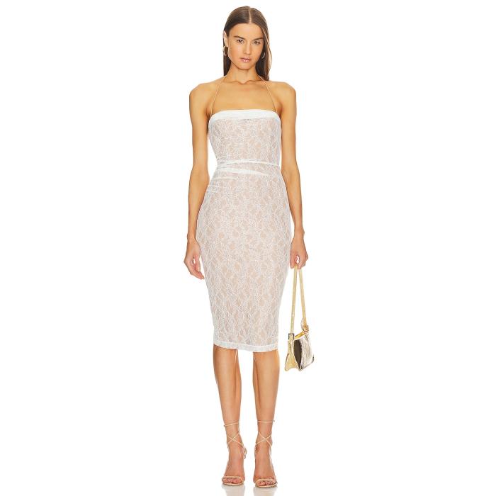 Michael Costello 【 X Revolve Noa Midi Dress Women Ivory 】 お召しもの レディース 象牙色