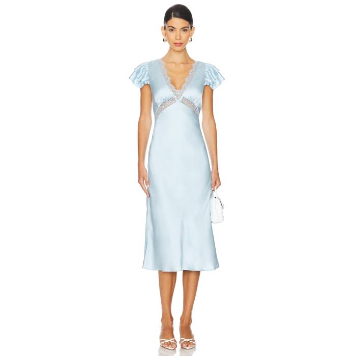 Tularosa 【 Kayla Midi Dress Women Dream Blue 】 お召しもの レディース 意気ごみ 青味 青色 ドレス-レディースファッション