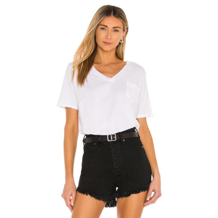Bobi 【 Light Weight Jersey V Neck Pocket Tee Women White 】 ジャージ Tシャツ レディース 白色 ホワイト|スニケス