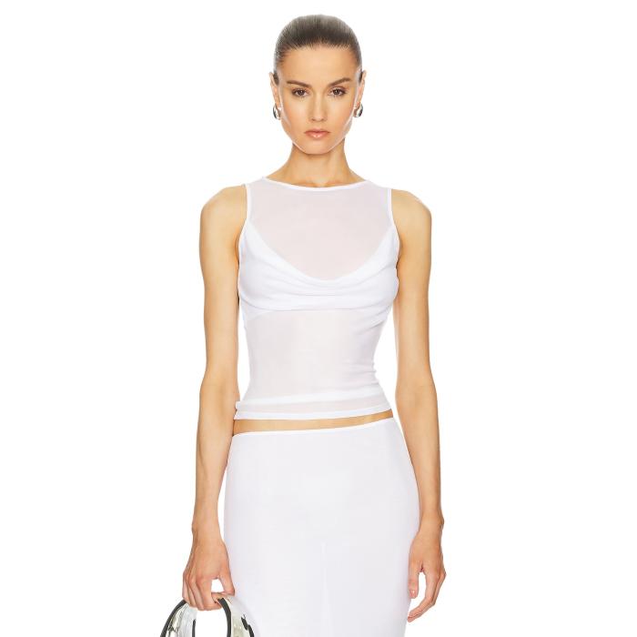 Helsa 【 Sheer Knit Draped Top Women White 】 ニット レディース 白色 ホワイト｜スニケス