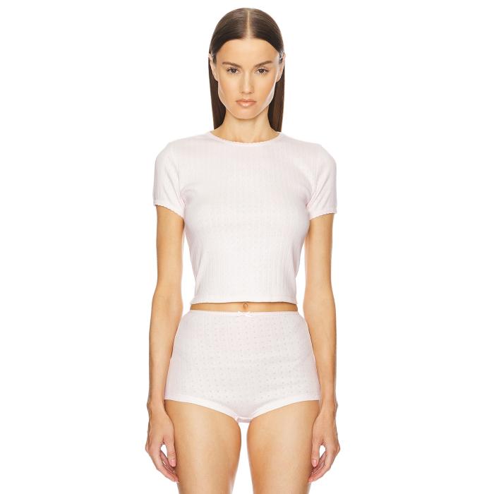 Helsa 【 Pointelle Baby Tee Women Barely Pink 】 Tシャツ レディース pink ピンク|スニケス