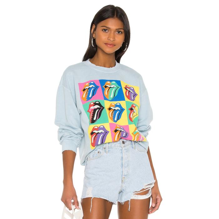 Madeworn 【 Rolling Stones 89 Multi Tongue Sweatshirt Women Blue Haze 】 流汗 調教師 レディース 青味 青み