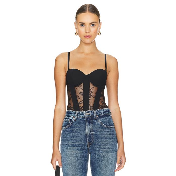 フルールドゥマル Fleur Du Mal 【 Cupped Bodysuit Women Black 】 上半身背広 レディース 黒いこと 黒いこと