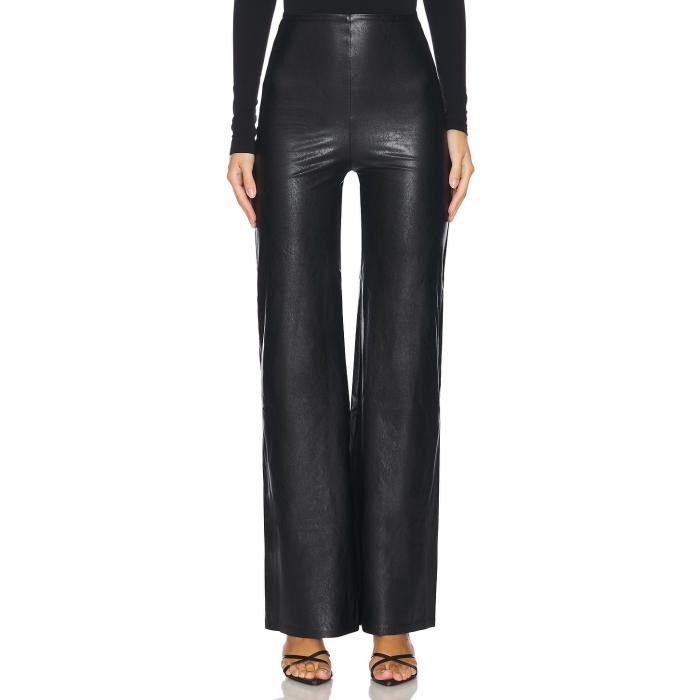 命令すること Commando 【 Faux Leather Wide Leg Pant Women Black 】 なめし革 ズボン下 レディース 黒いこと 黒いこと