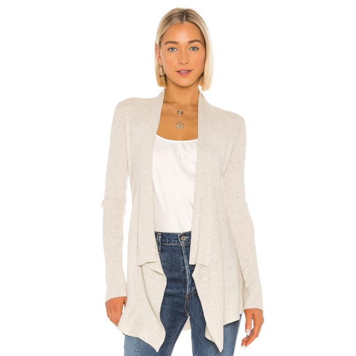 秋場カシミヤ Autumn Cashmere 【 Rib Drape Cardigan Women Hemp 】 ジレー レディース
