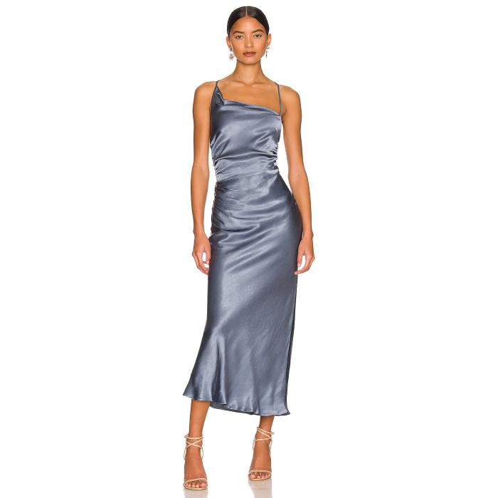 Shona Joy 【 La Lune Asymmetrical Bias Cowl Midi Dress Women Blue Smoke 】 ロサンゼルス ドレス レディース 青色 ブルー