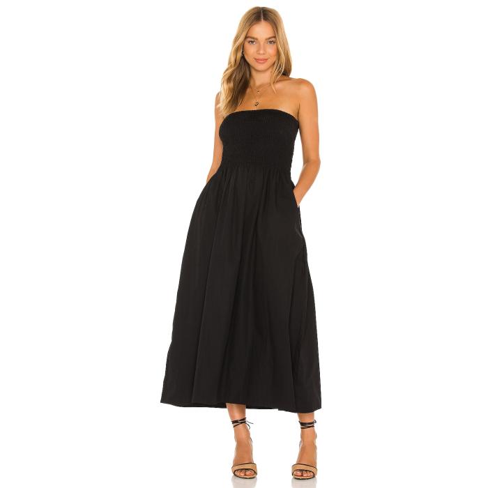 フェイスフルザブランド Faithfull The Brand 【 Madella Midi Dress Women Plain Black 】 お召しもの レディース 黒いこと 黒いこと ドレス-レディースファッション