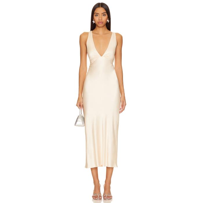 Shona Joy 【 La Lune Plunged Cross Back Midi Dress Women Cream 】 ロサンゼルス ドレス レディース クリーム｜スニケス