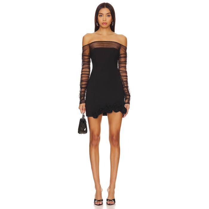 Camila Coelho 【 Thais Mini Dress Women Black 】 お召しもの レディース 黒いこと 黒いこと レディースファッション-ドレス