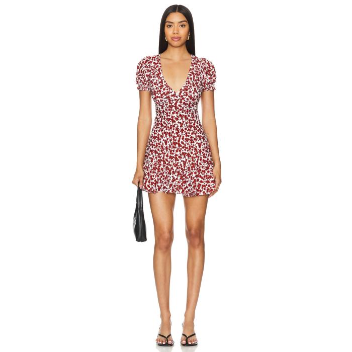 フェイスフルザブランド Faithfull The Brand 【 Aurelia Mini Dress Women Leilani Floral Red 】 お召しもの レディース Red 赤・赤いこと ドレス-レディースファッション