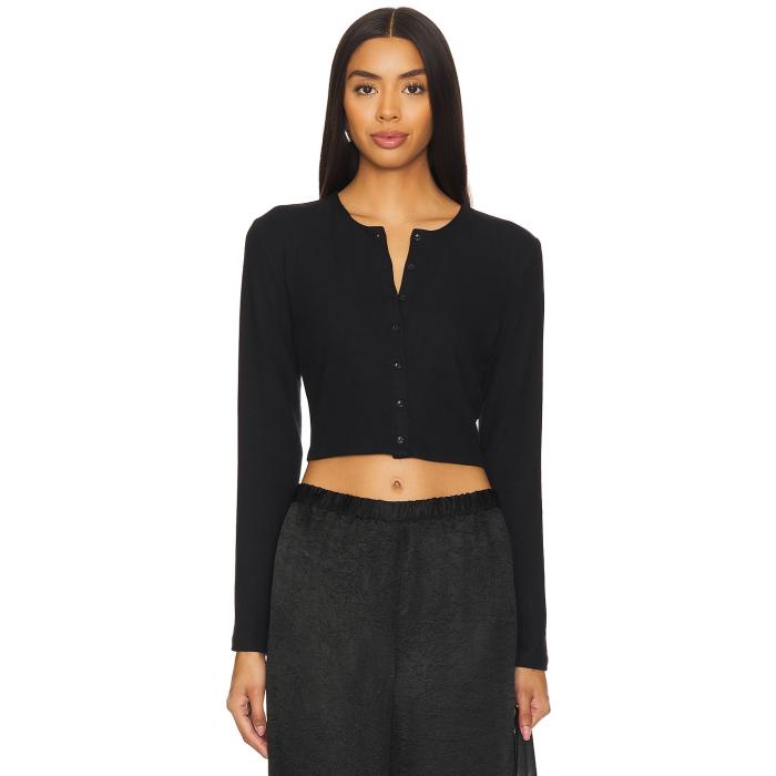 Leset 【 Lauren Crop Cardigan Women Black 】 Crop クロップ ジレー レディース 黒いこと 黒いこと