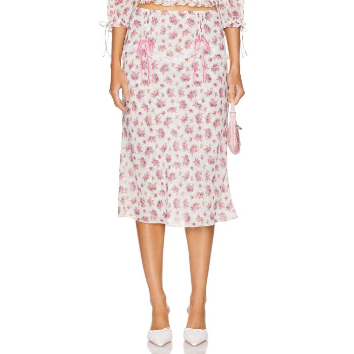 For Love & Lemons 【 Etienne Midi Skirt Women Pink 】 レディース pink ピンク|スニケス