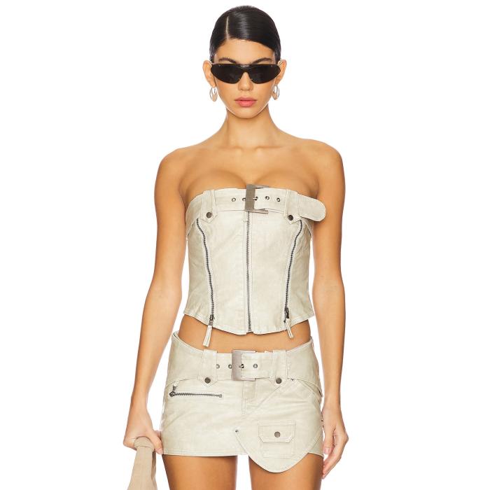 ジェイディッドロンドン Jaded London 【 Buckle And Zip Corset Women White 】 バックル レディース 白いこと 白いこと