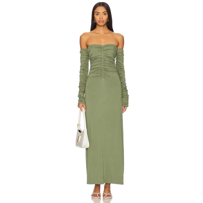 Swf 【 Ruched Long Sleeve Maxi Dress Women Utilitarian Green 】 Sleeve スリーブ ドレス レディース green 緑・グリーン｜スニケス 30,290円