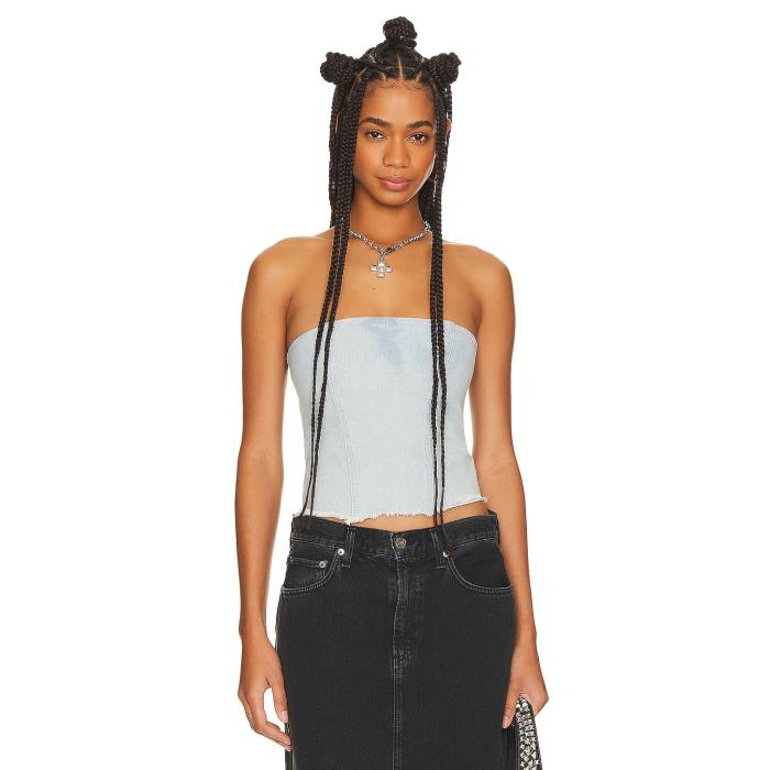 Superdown 【 Domonique Strapless Denim Top Women Denim Blue 】 ジーンズ レディース ジーンズ 青味 青み