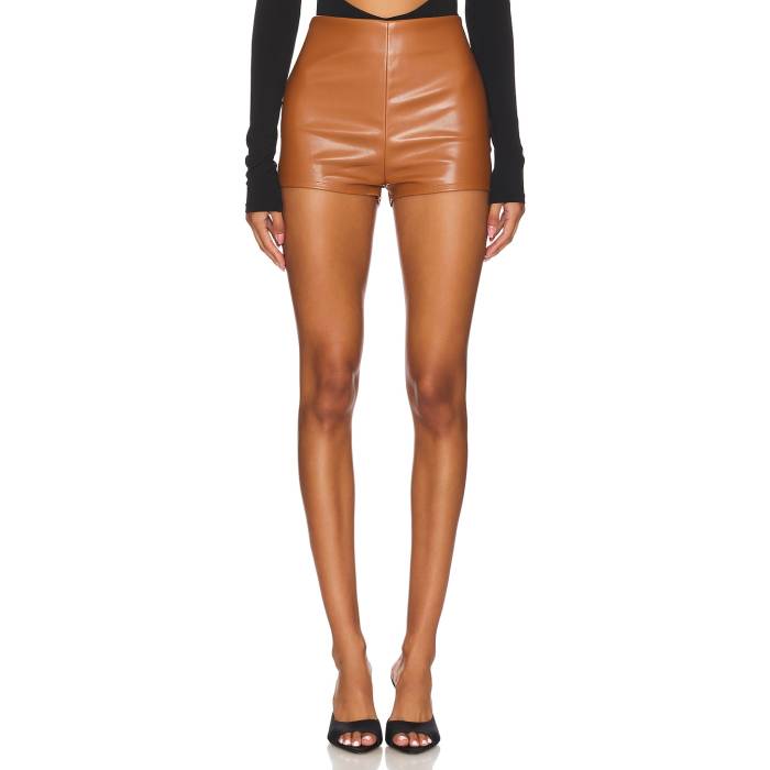 Nookie 【 Faux Leather Shorts Women Brown 】 レザー ショーツ レディース 茶色 ブラウン