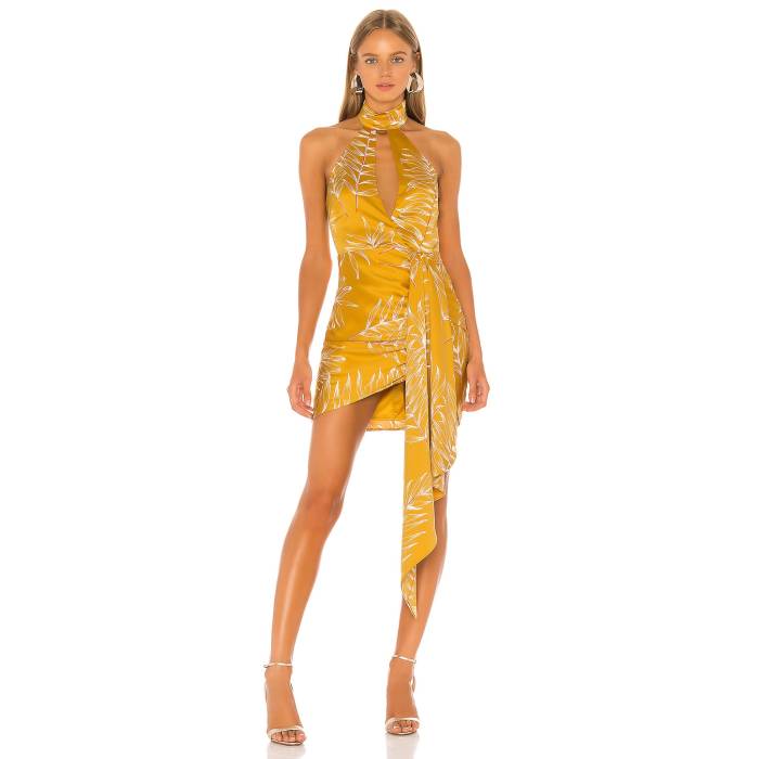 Camila Coelho 【 Antonia Mini Dress Women Gold Tropical 】 御召しもの レディース ゴールド