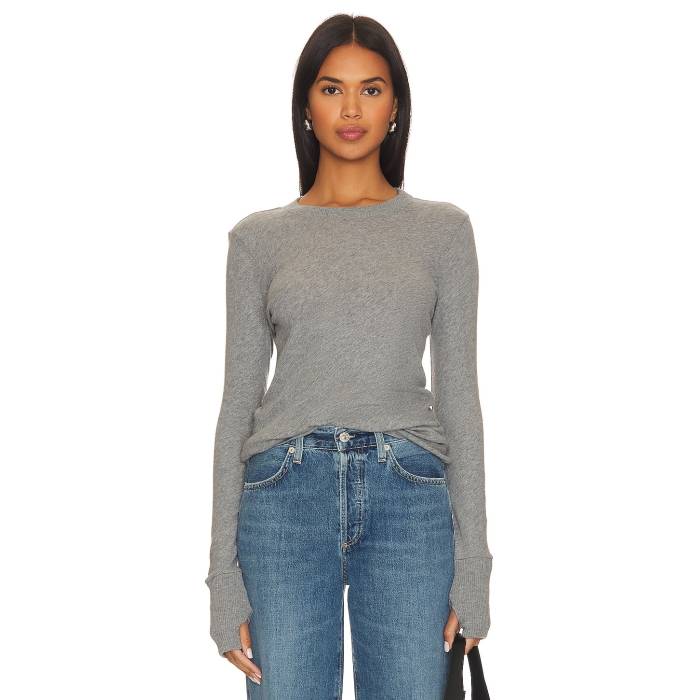 Enza Costa 【 Cashmere Easy Cuffed Crew Women Smoke 】 労働者の一団 レディース